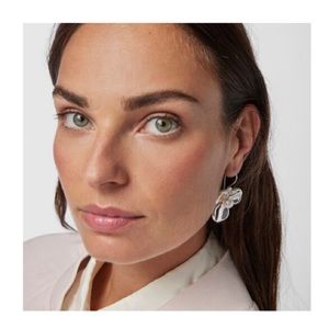 Large Silver Fragile Nature Flower Earrings with Pearl